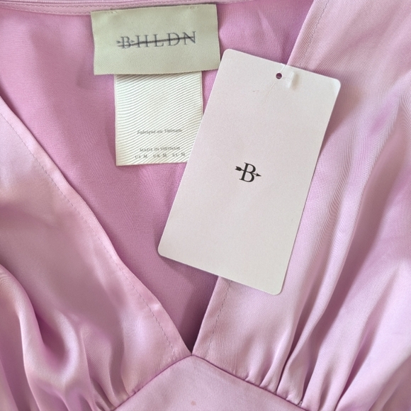 BHLDN Leila Stretch Satin Deep-V Midi Dress Medium - Picture 8 of 10